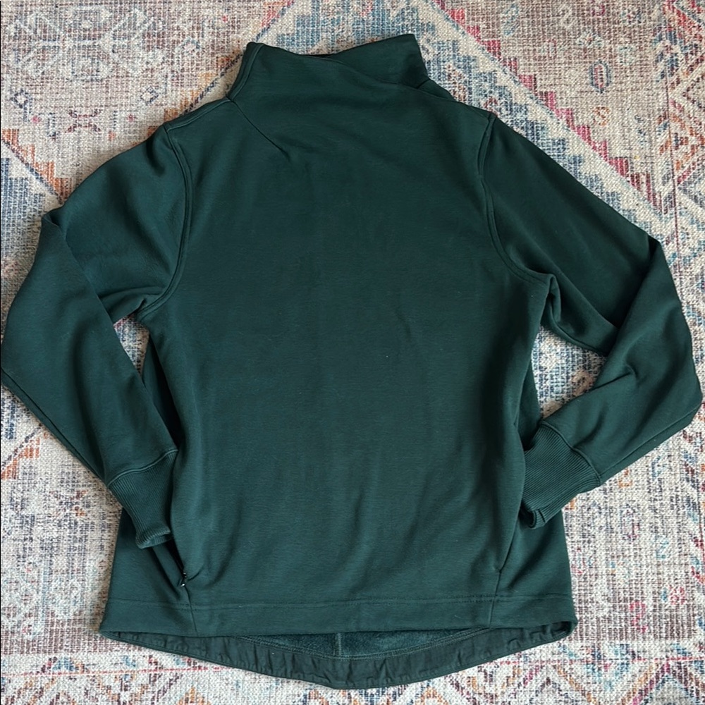 Athleta Dark green mockneck fleece lined sweatshirt